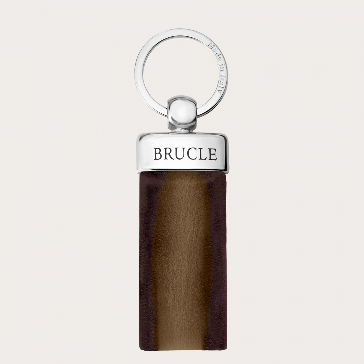 Schlüsselanhänger aus handkoloriertem und handschattiertem Leder, Tabak und Braun