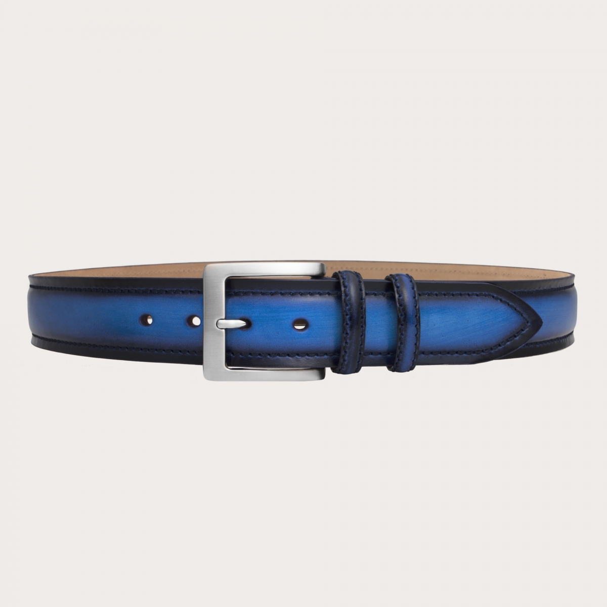 BRUCLE Hoher blauer Gürtel aus handgefärbtem und schattiertem Leder