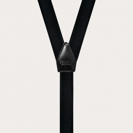 Y-shape elastic suspenders with clips, black