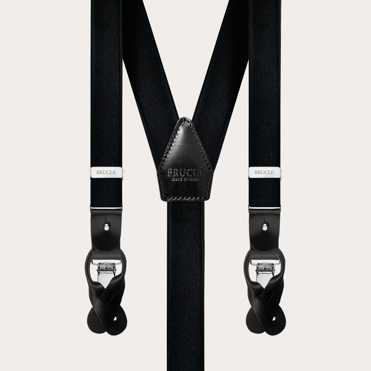 Clip-on Braces Elastic Y Suspenders black
