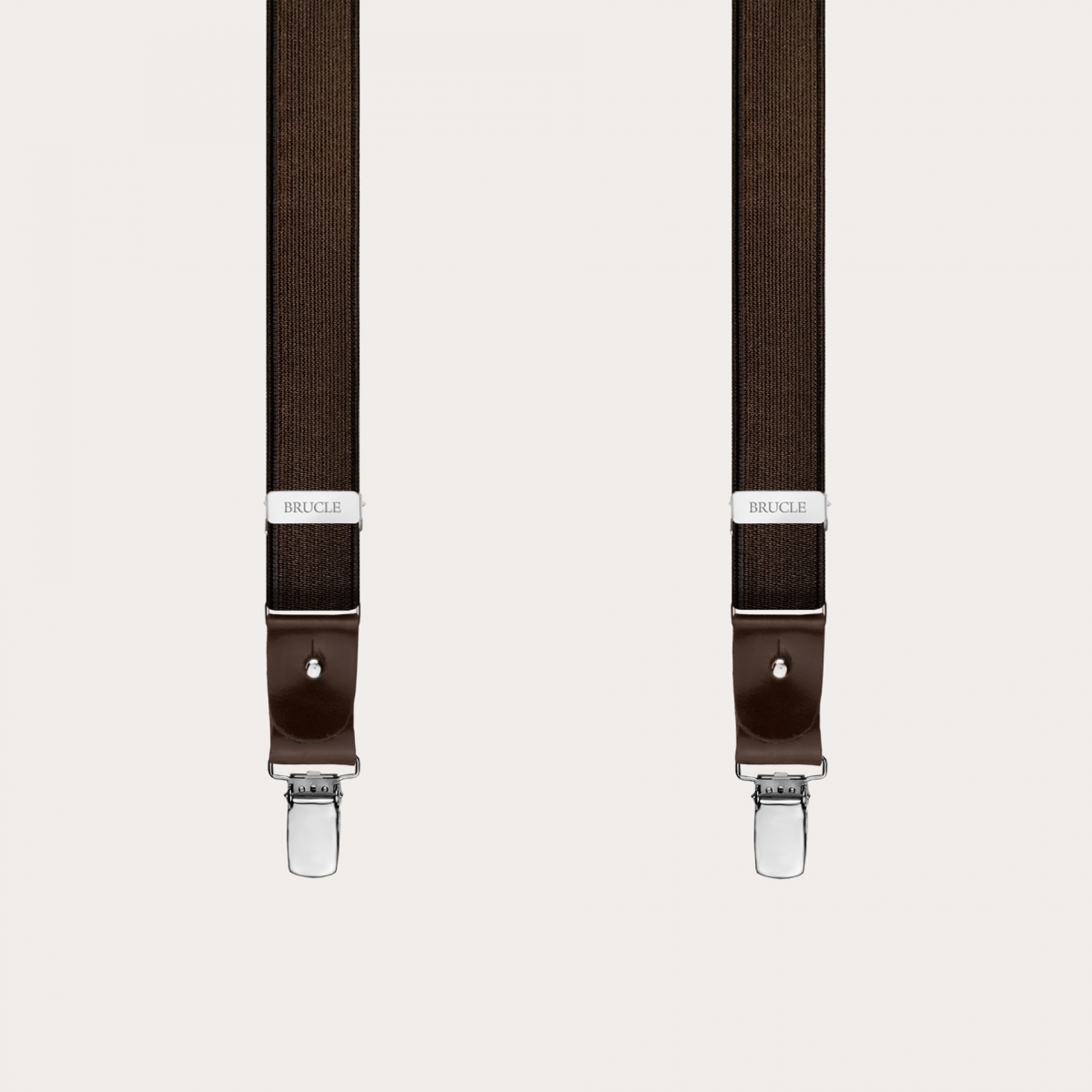 Clip-on Braces Elastic Y Suspenders brown