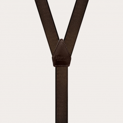 Formal Y-shape elastic suspenders, satin brown