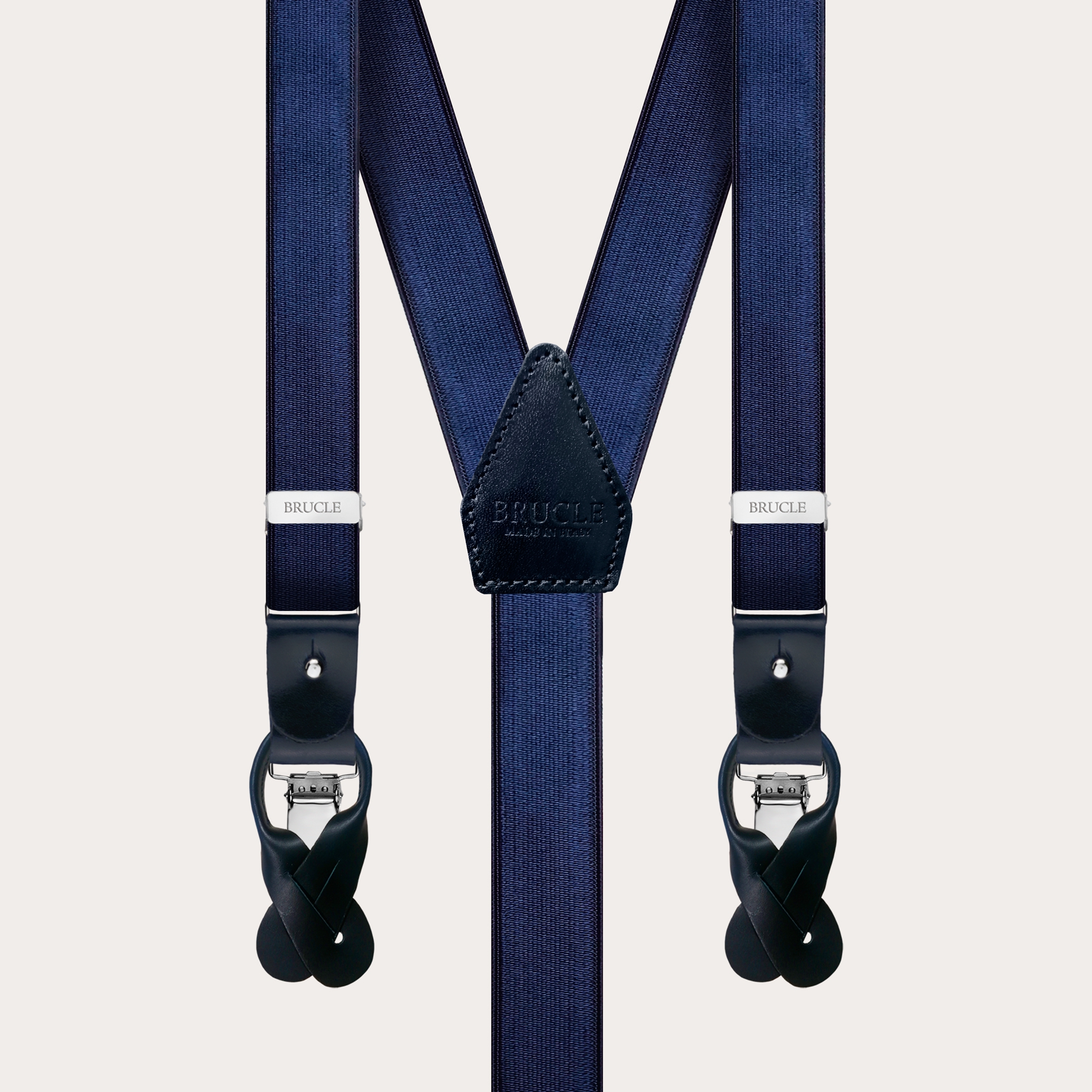 Clip-on Braces Elastic Y Suspenders blue