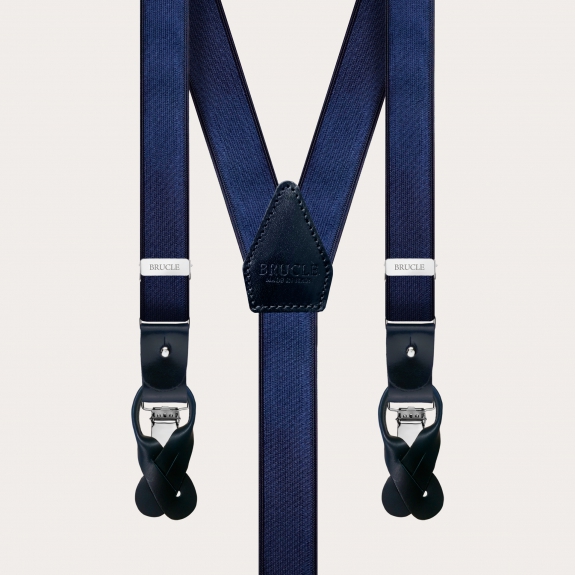 Clip-on Braces Elastic Y Suspenders blue