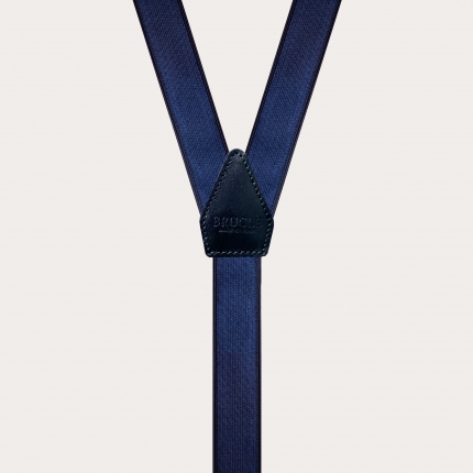 Bretelle in raso elastico blu con baffi e clip