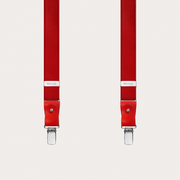 Bretelle in raso elastico rosso con baffi e clip