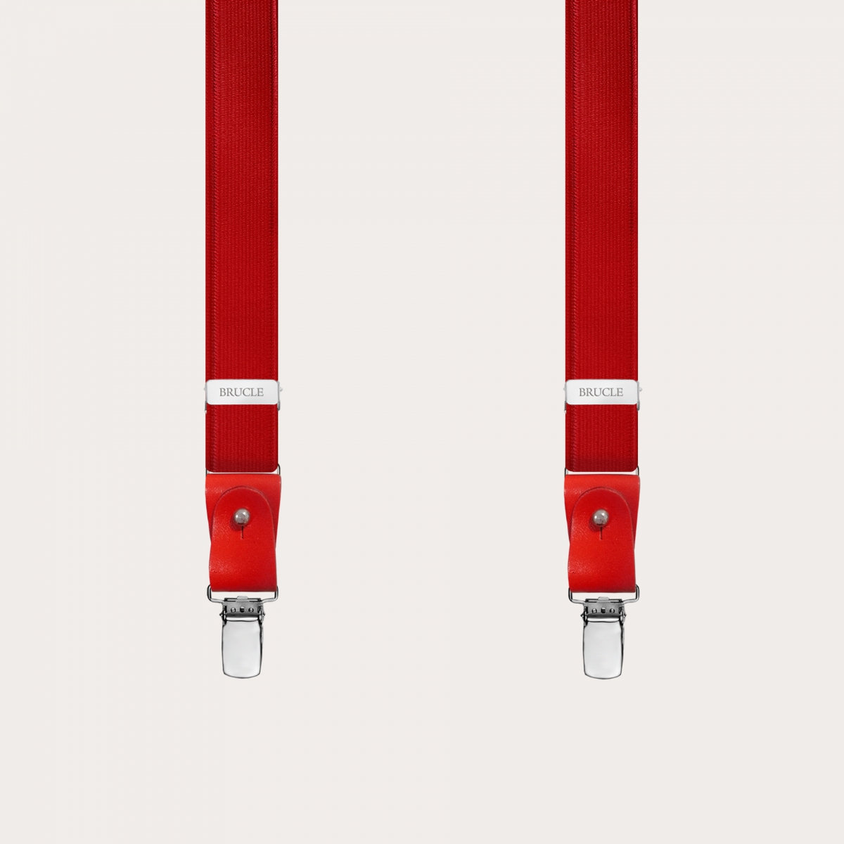Clip-on Braces Elastic Y Suspenders red