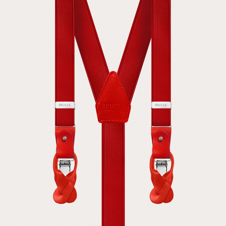 Formal Y-shape elastic suspenders, red