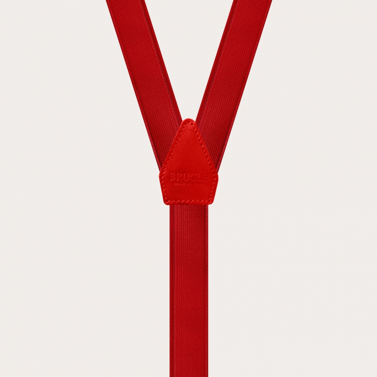Formal Y-shape elastic suspenders, red