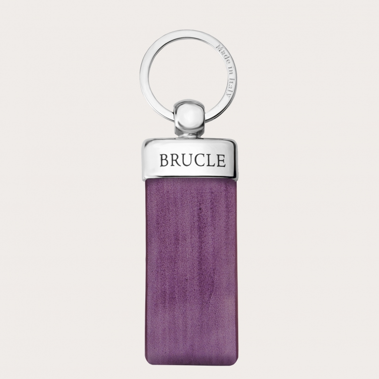 Hand-colored leather keychain, lilac