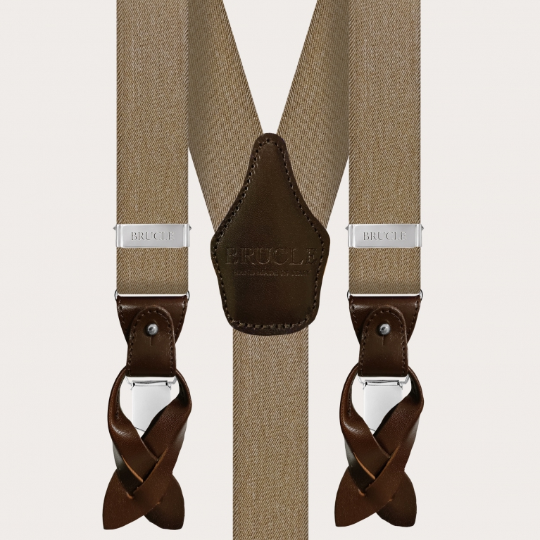 Bretelles élastiques double usage en denim beige