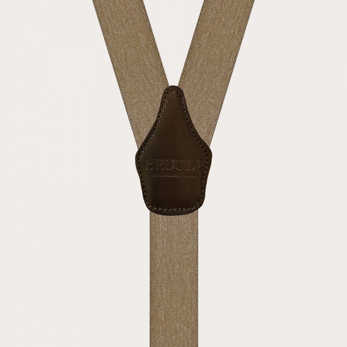 BRUCLE Double use elastic suspenders in beige denim
