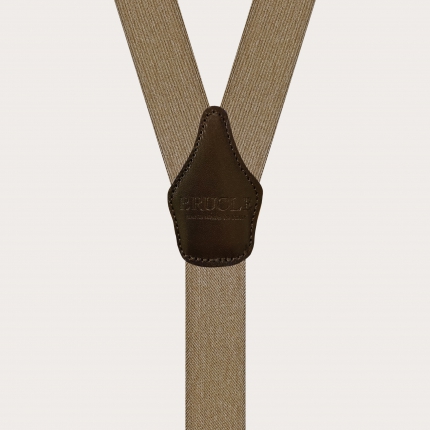 Unisex beige Y-shaped suspenders with jeans effect