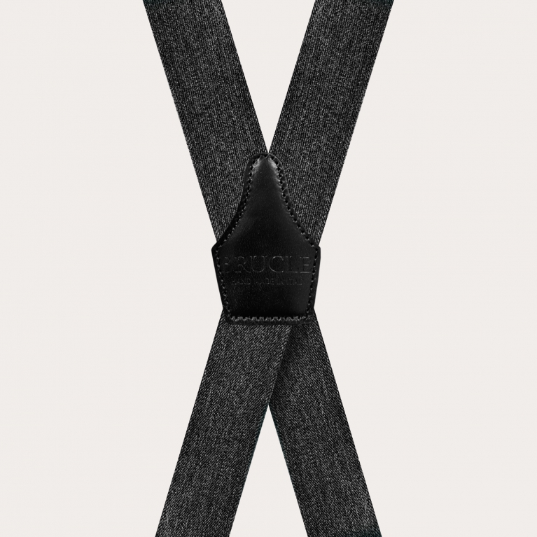 Bretelle nere unisex a X effetto jeans