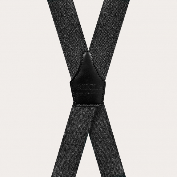 Bretelles larges femme homme jeans noire avec 4 clips