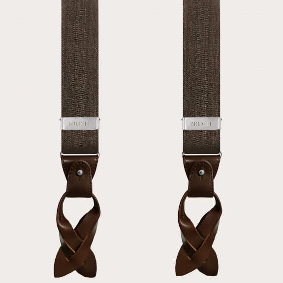 BRUCLE Bretelle elastiche doppio uso jeans marroni