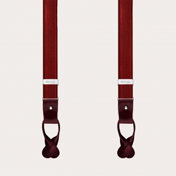 Clip-on Braces Elastic Y Suspenders red bordeaux