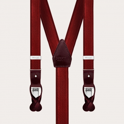 Formal Y-shape elastic suspenders, burgundy
