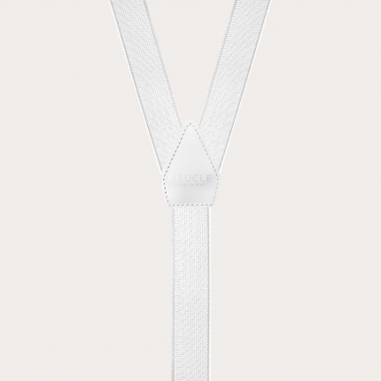 Bretelle in raso elastico bianche con baffi e clip