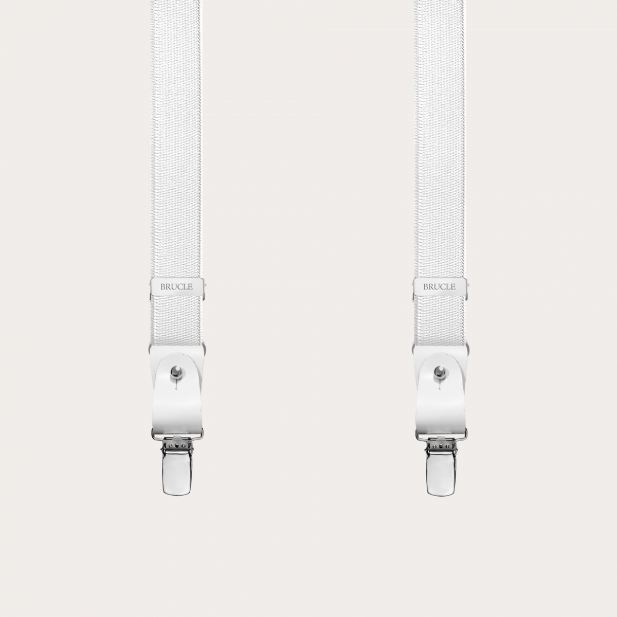 Bretelle in raso elastico bianco con baffi e clip