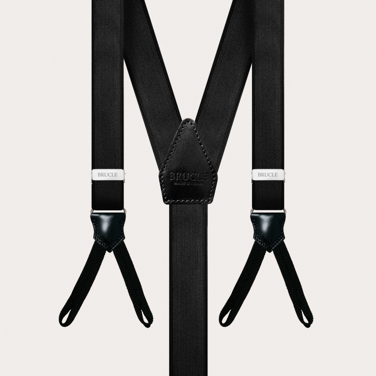Formal Y-shape suspenders with braid runners, black