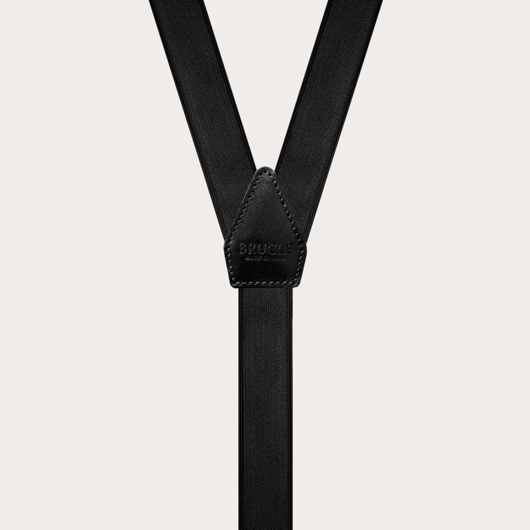 Formal Y-shape suspenders with braid runners, black