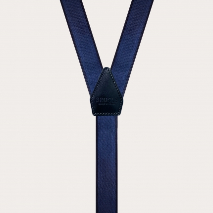 Formal Y-shape suspenders with braid runners, blue