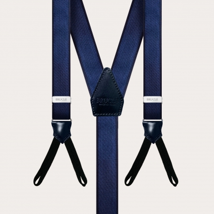 Formal Y-shape suspenders with braid runners, blue