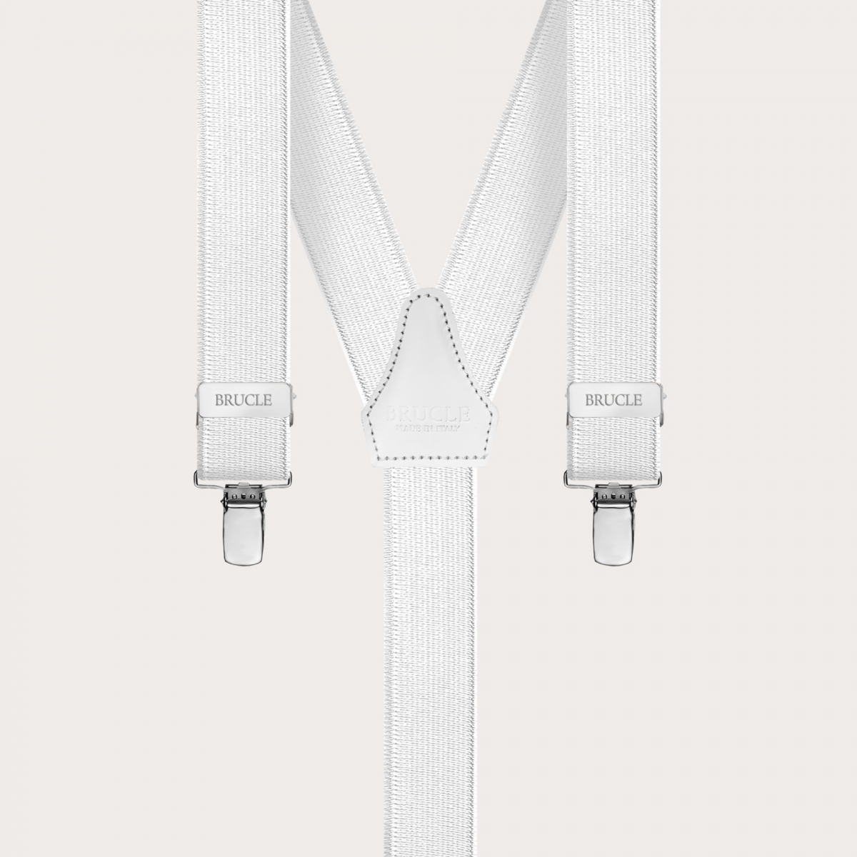Clip-on Braces Elastic Satin Y Suspenders white