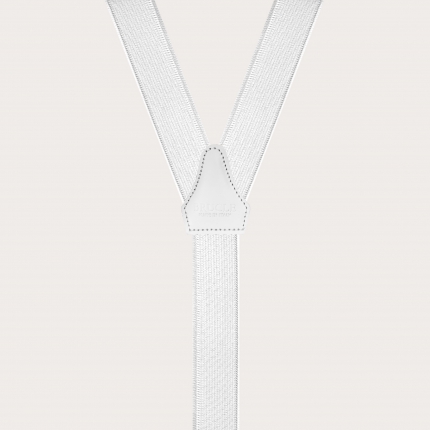 Clip-on Braces Elastic Satin Y Suspenders white