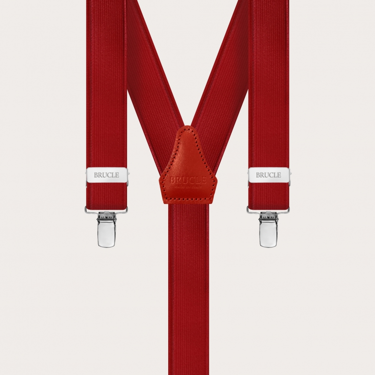 Bretelles classiques fines rouge forme Y
