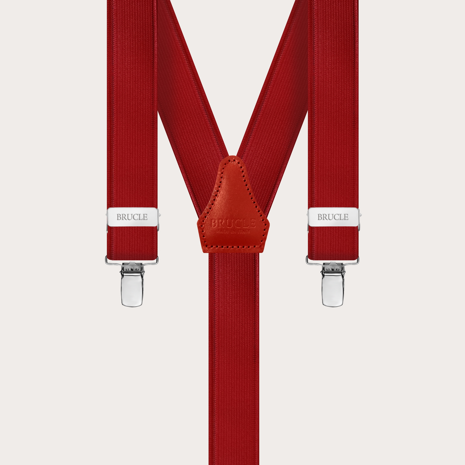 Clip-on slim Braces Elastic Y Suspenders Red