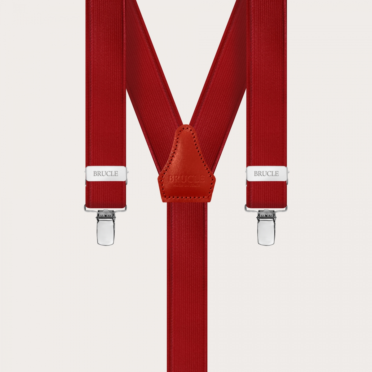 Clip-on slim Braces Elastic Y Suspenders Red