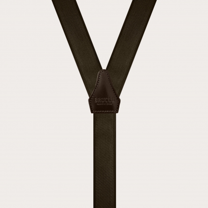 Y-shape elastic suspenders, satin brown