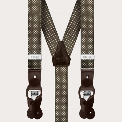 Braces suspenders convertible satin dot pois brown