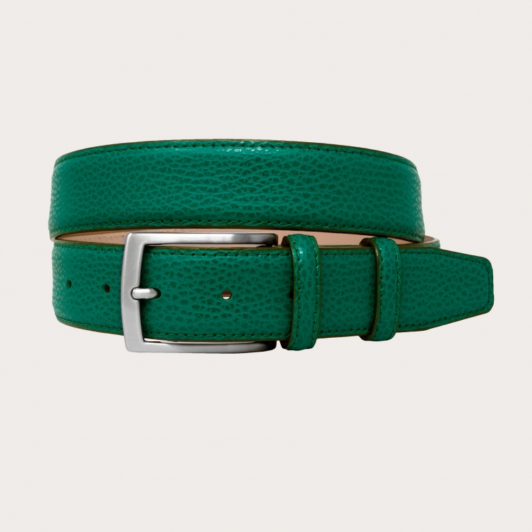 Exclusive genuine leather belt, emerald green