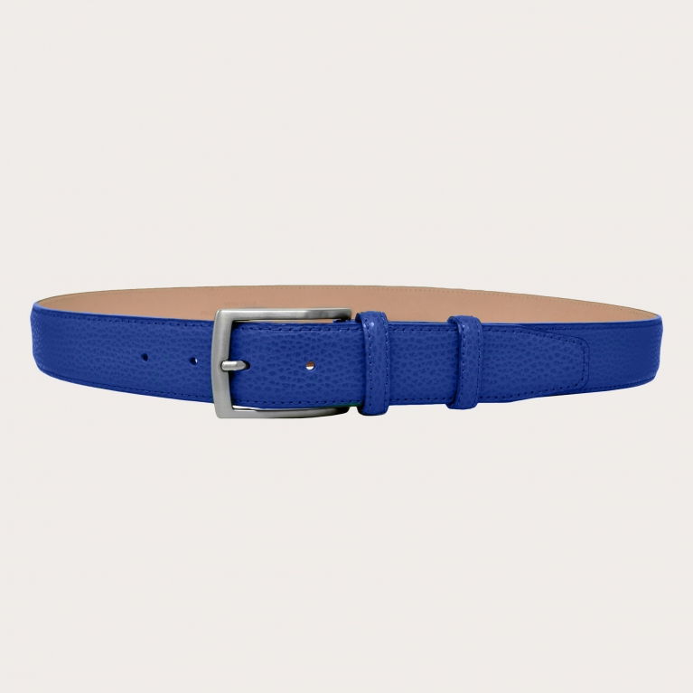 Cintura casual in vera pelle, blu royal