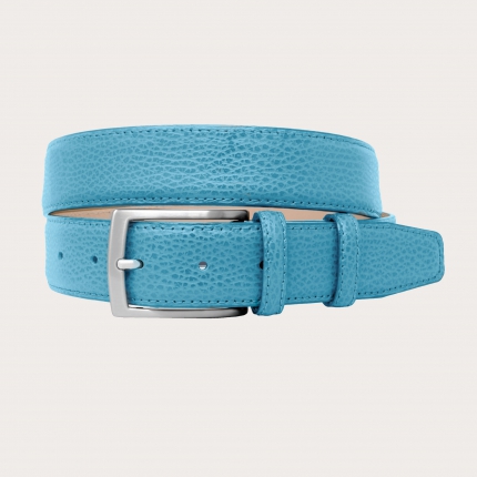 Light blue belt in tumbled leather