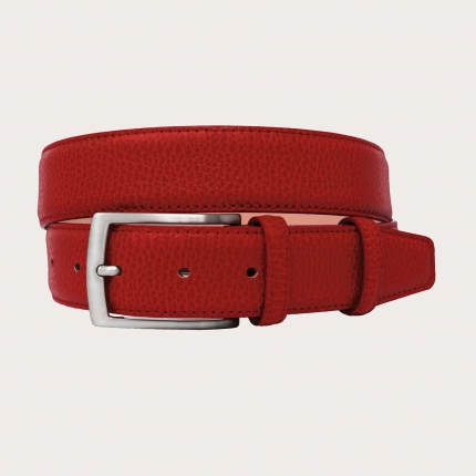 Elk print leather belt, red