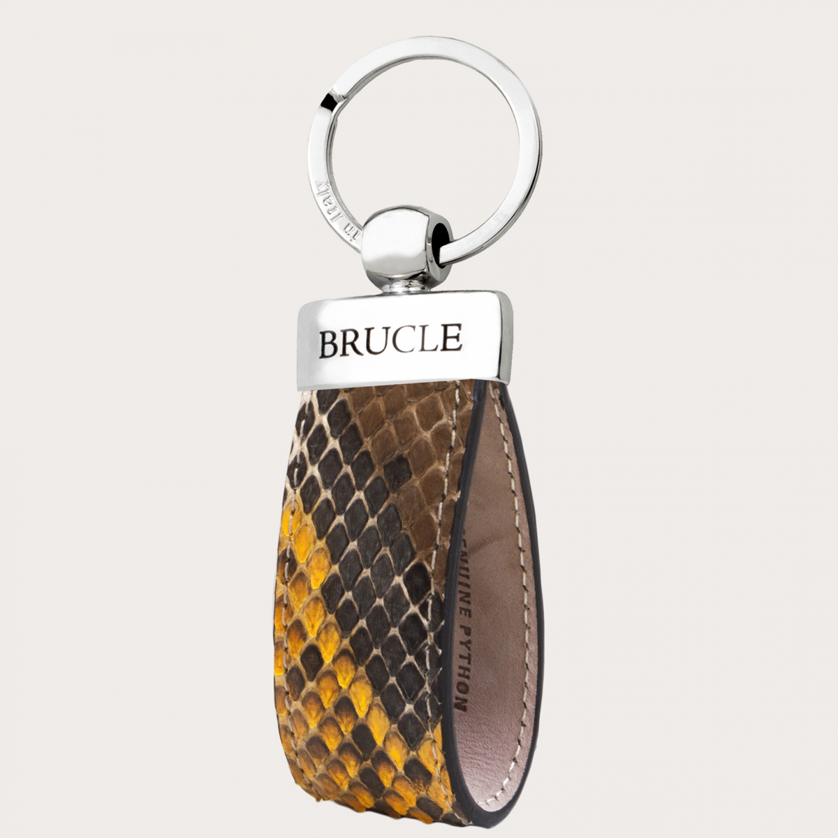 Porte clés multicolore brun en cuir python