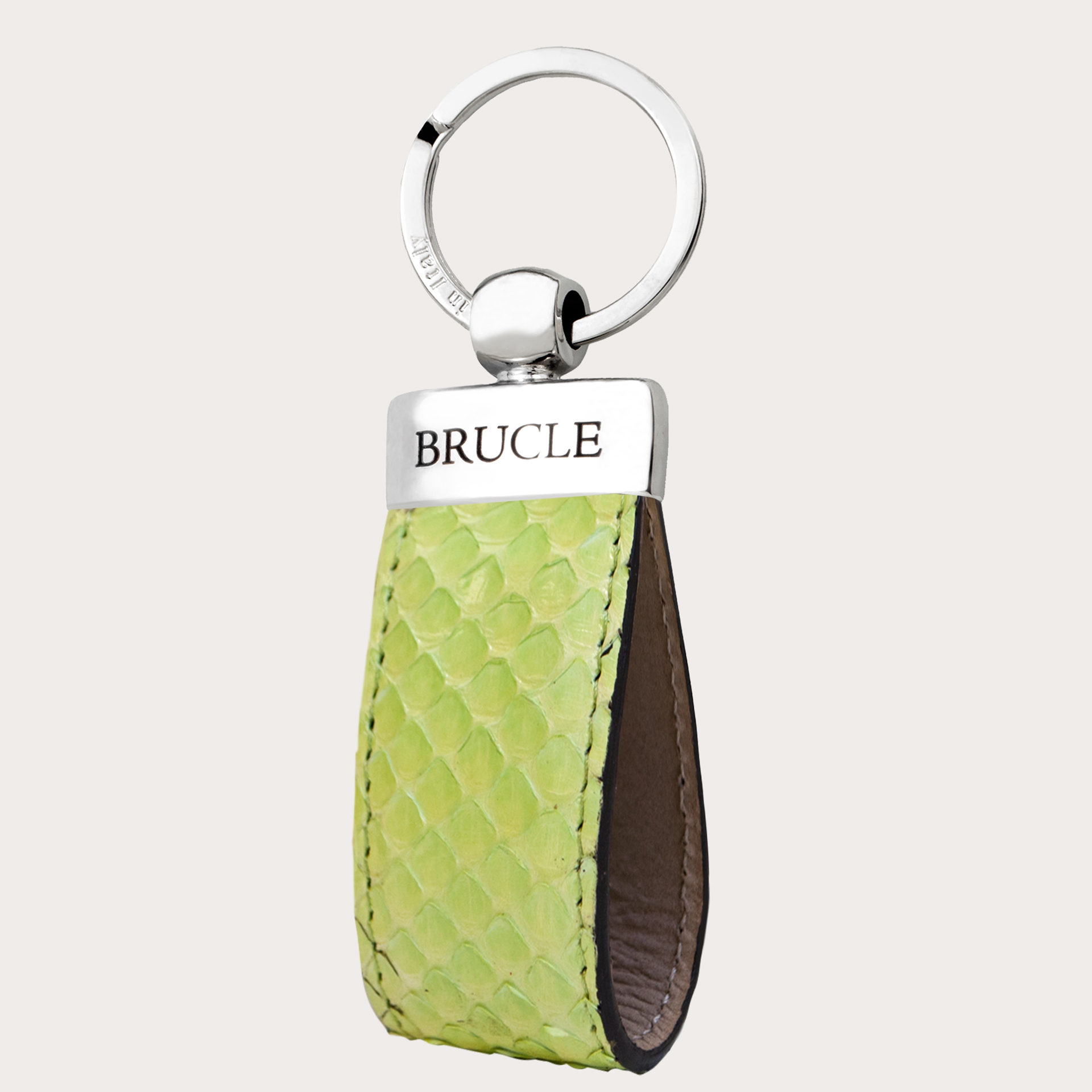 Genuine Python Leather keychain green lime
