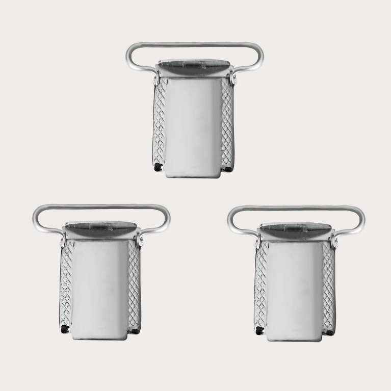 Juego de clips de recambio para tirantes con anilla 25 mm, plata