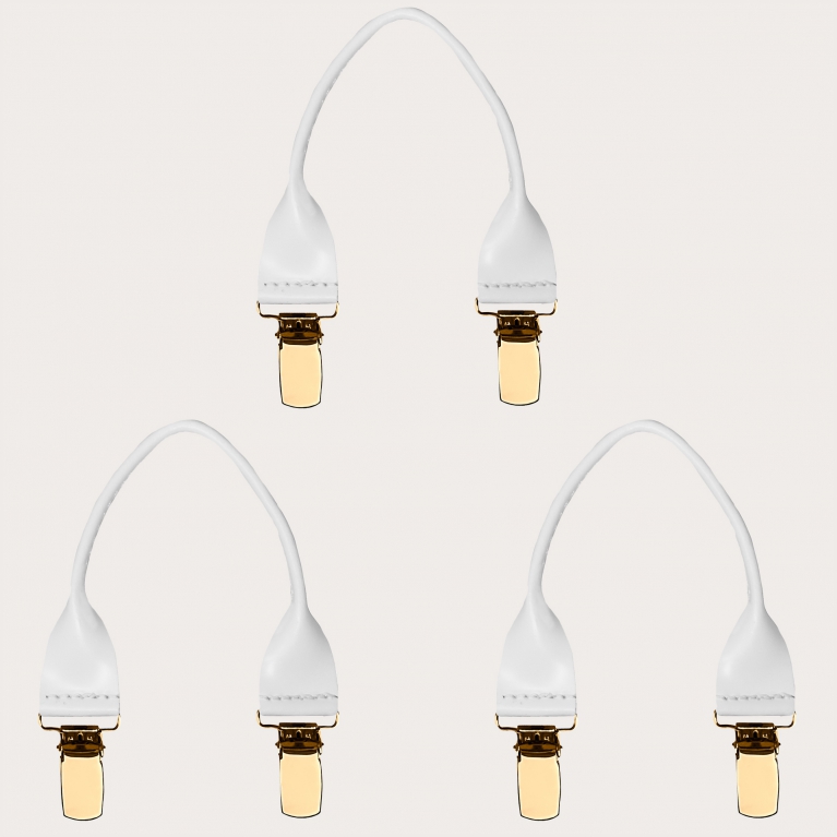 Knopfloch mit ersatzclip golden für Hosenträger weiß