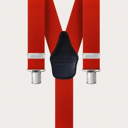 Y-shape elastic suspenders with clips, red