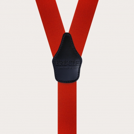 Y-shape elastic suspenders with clips, red