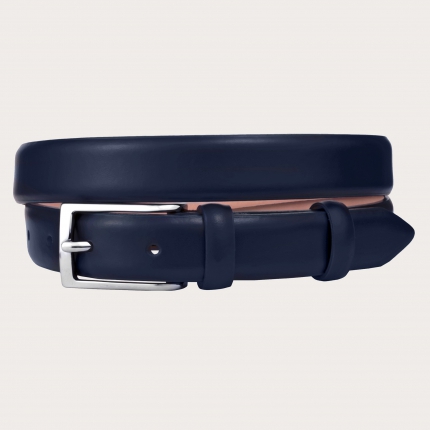 Genuine leather belt, dark blue