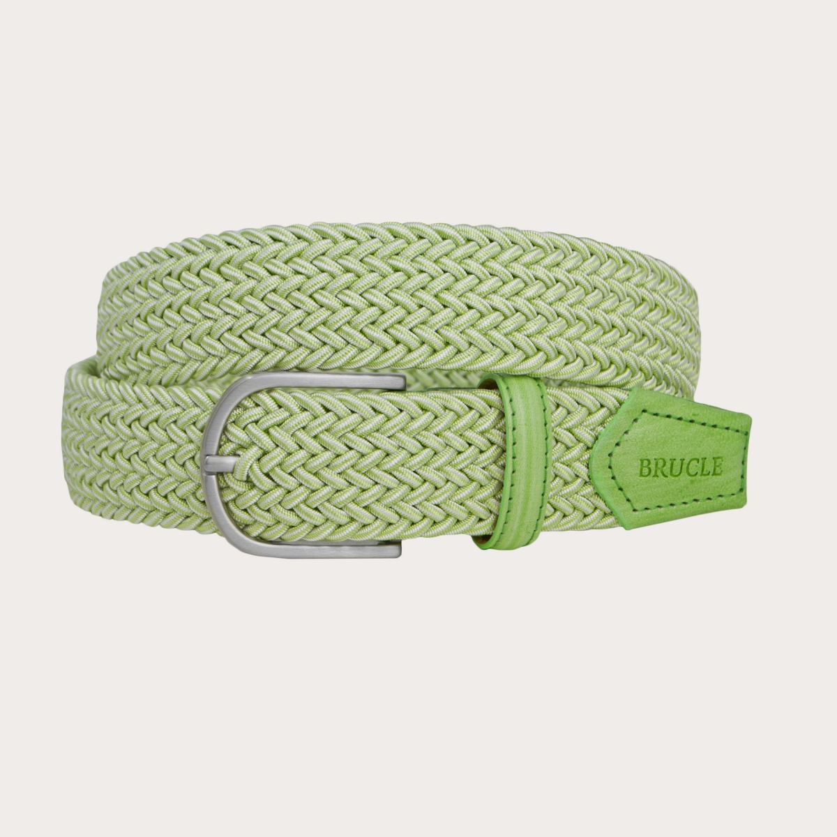 BRUCLE Cinturón elástico trenzado sin níquel, verde melange