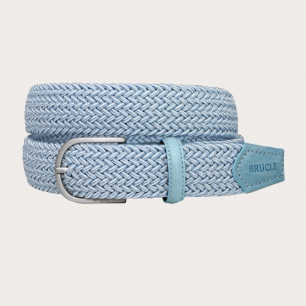 Braided elastic belt nickel free, melange sky blue