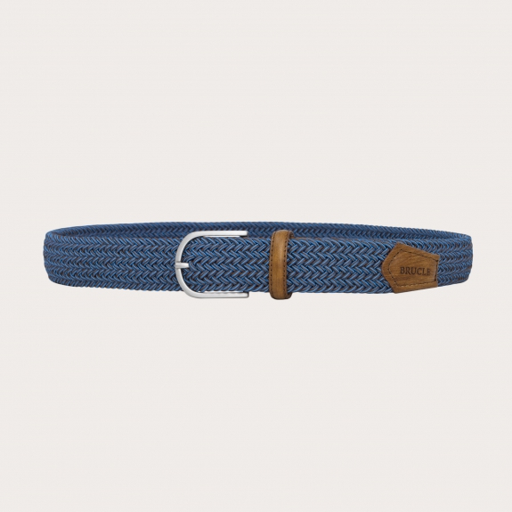 BRUCLE Braided elastic belt nickel free, melange blue and brown
