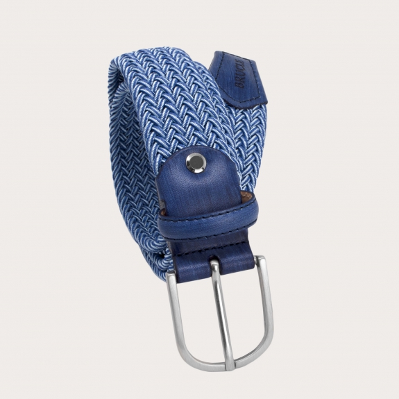 BRUCLE Cintura intrecciata elasticizzata melange nickel free, blu navy e azzurro